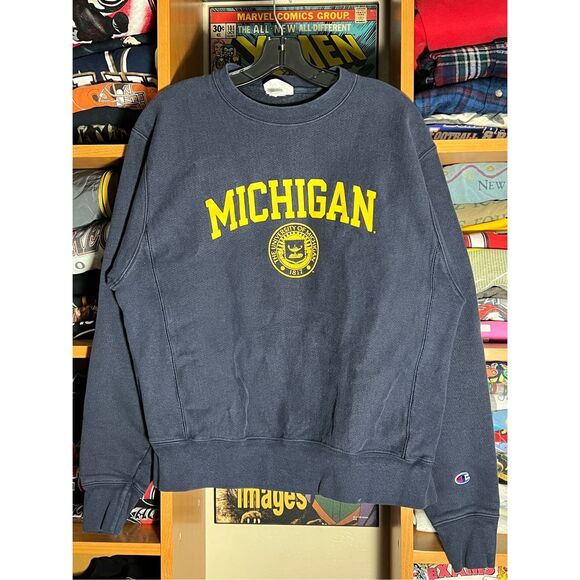 Champion University Of Michigan Reverse Weave Sweatshirt - Picture 1 of 6